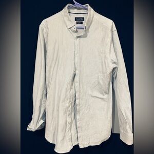 MASSIMO DUTTI men's white blue striped cotton oxford shirt slim italian XXL